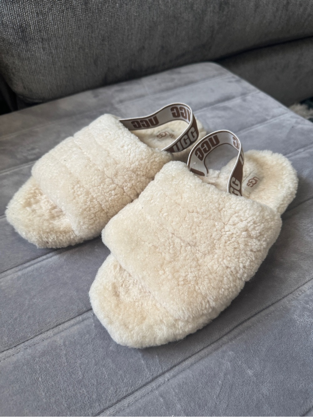 UGG Cream Sheepskin Slide with Branded Heel Strap